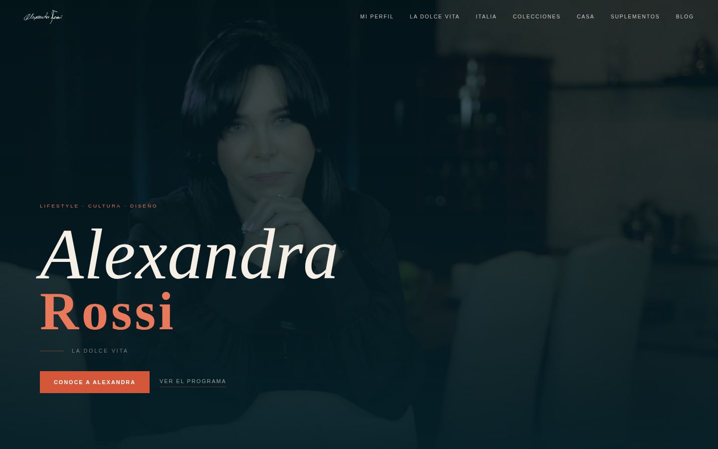 Alexandra Rossi Portal — the live site at desktop width