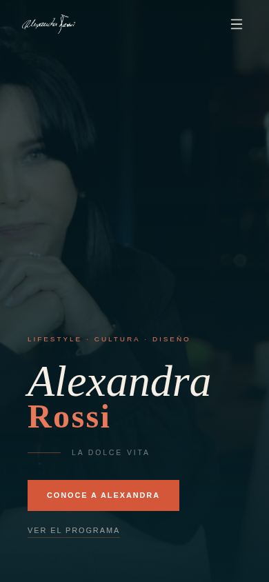 Alexandra Rossi Portal — the live site on a phone
