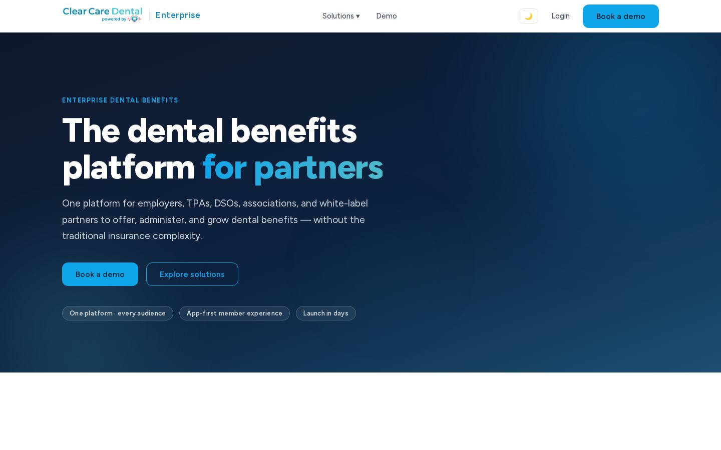 Clear Care Enterprise — the live site at desktop width