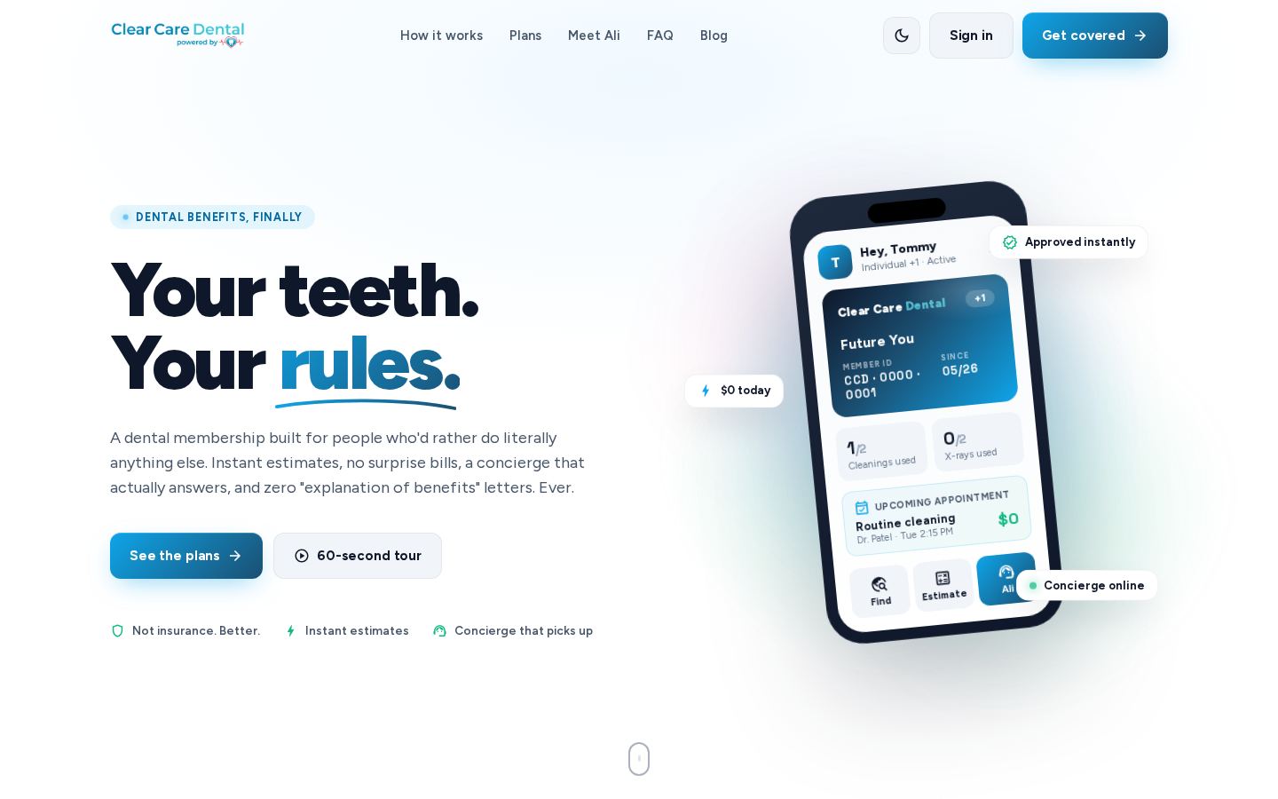 Clear Care Dental Group — the live site at desktop width